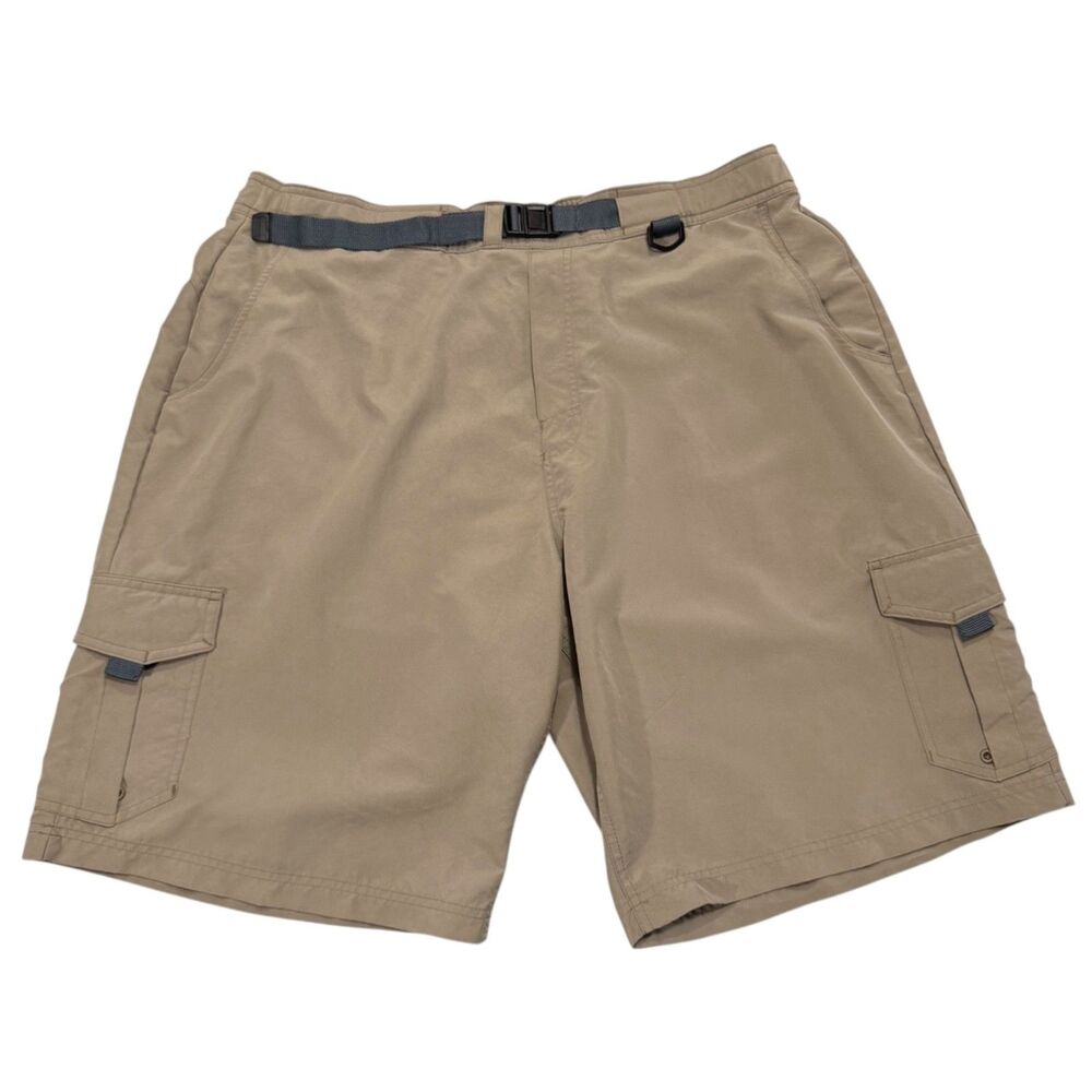 Cabelas Men’s 2XL Belted Shorts Cargo Pockets Hiking Khaki / Tan With Liner